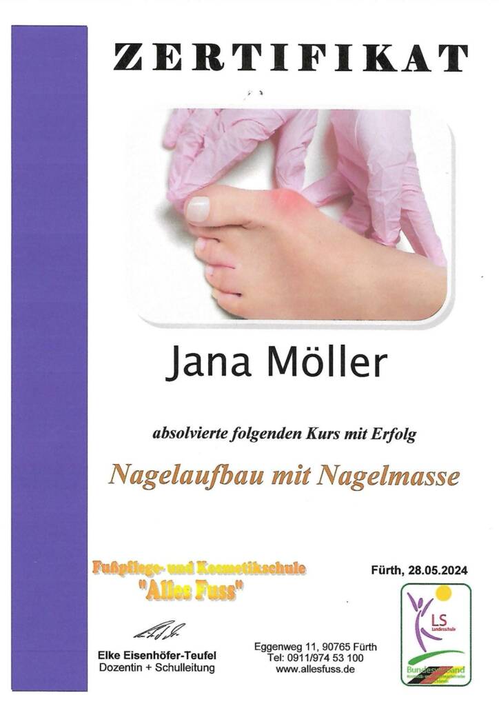 Nagelaufbau - medizinische Fußpflege München