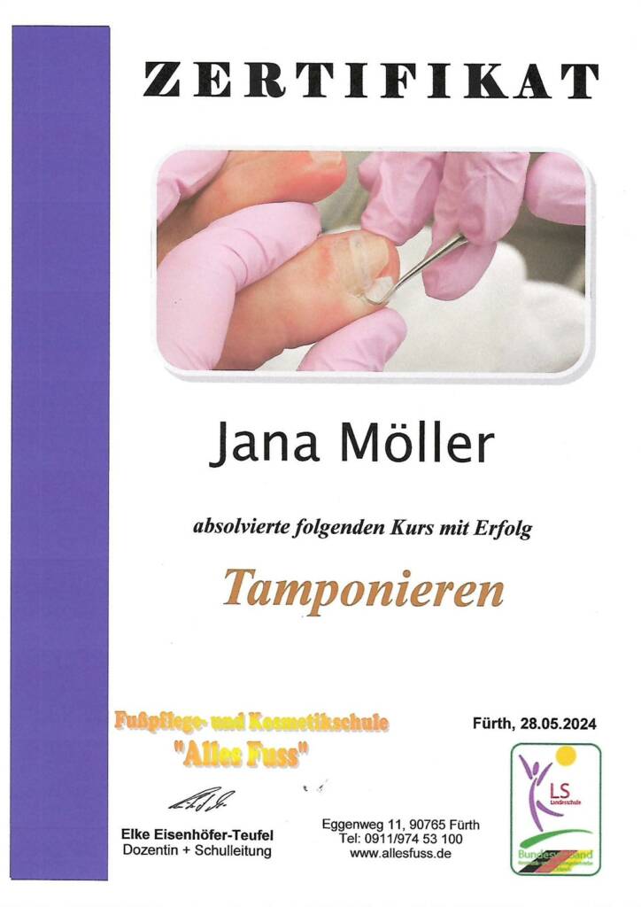 Tamponieren - medizinische Fußpflege München